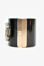 Chanel™ 2015 Black Resin Crystal CC Cuff Bracelet
