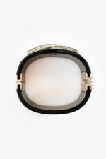Chanel™ 2015 Black Resin Crystal CC Cuff Bracelet