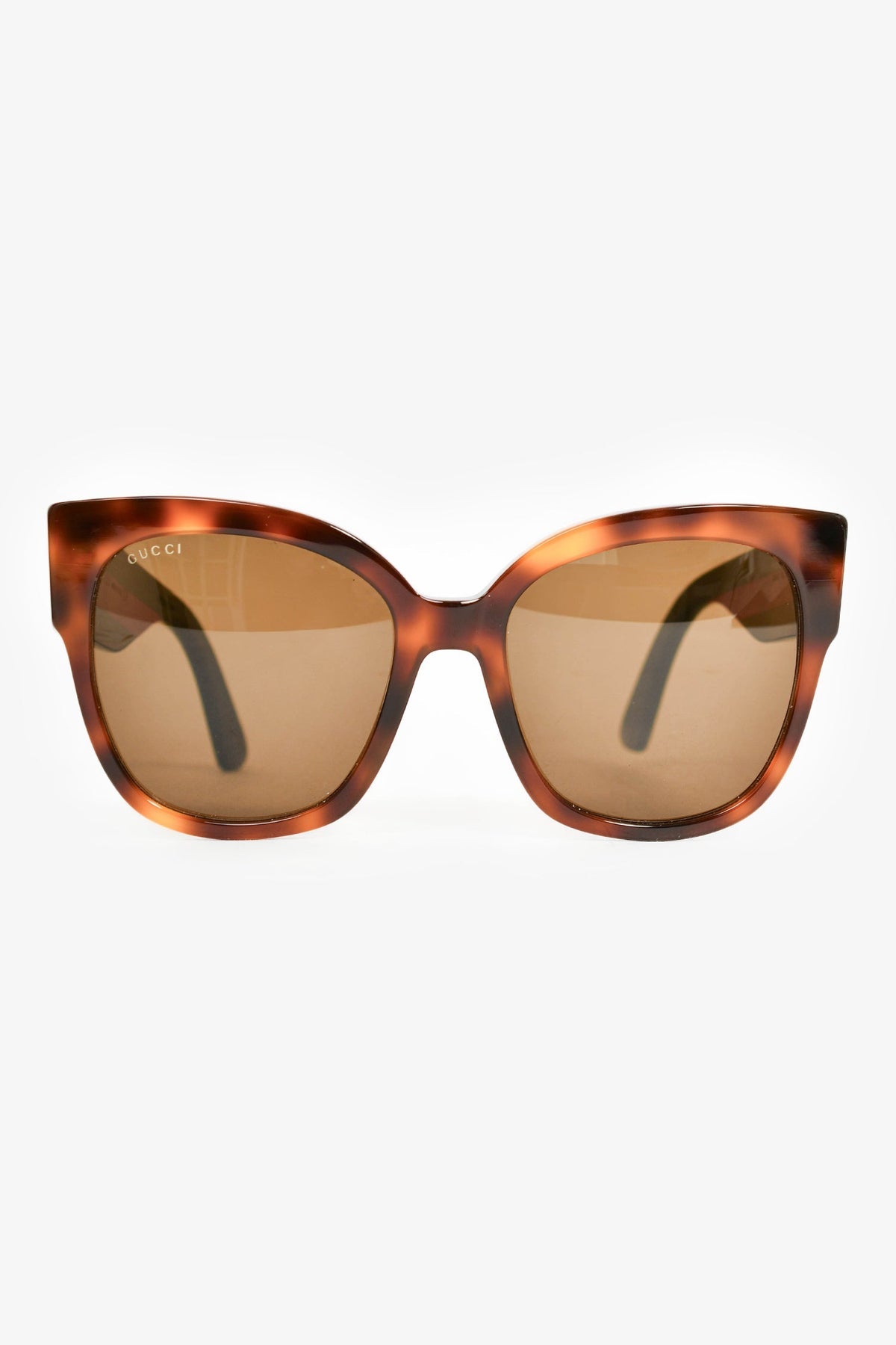 Gucci Brown Tortoiseshell Oversized Sunglasses with Web Sides
