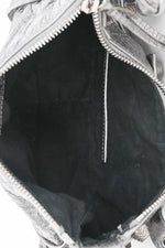 Balenciaga Silver Metallic Leather Studded 'Cagole' Shoulder Bag