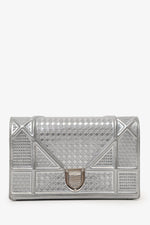 Christian Dior 2017 Silver Metallic Leather 'Diorama' Wallet on Chain