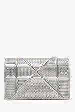 Christian Dior 2017 Silver Metallic Leather 'Diorama' Wallet on Chain