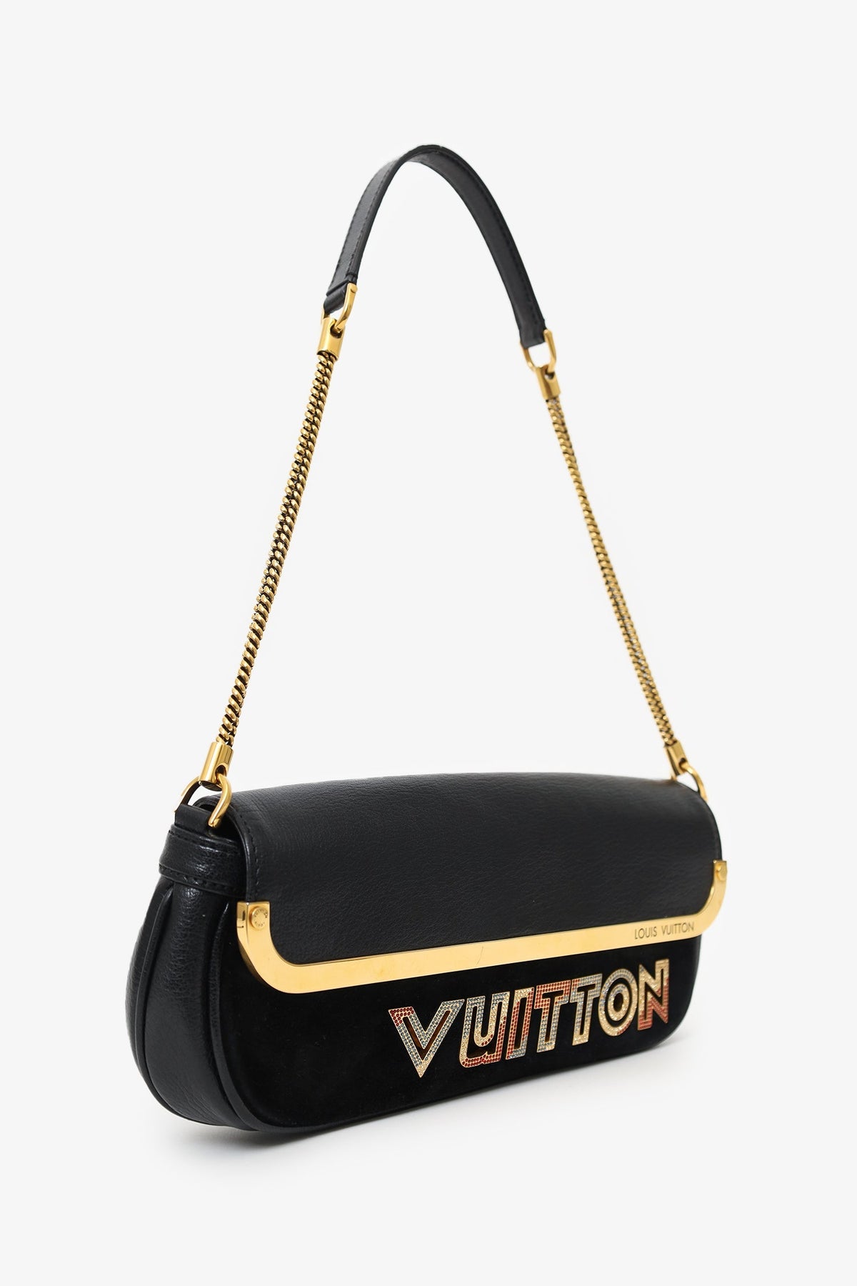 Louis Vuitton 2011 Limited Edition Black Suede Avant-Garde Pochette Clutch Bag