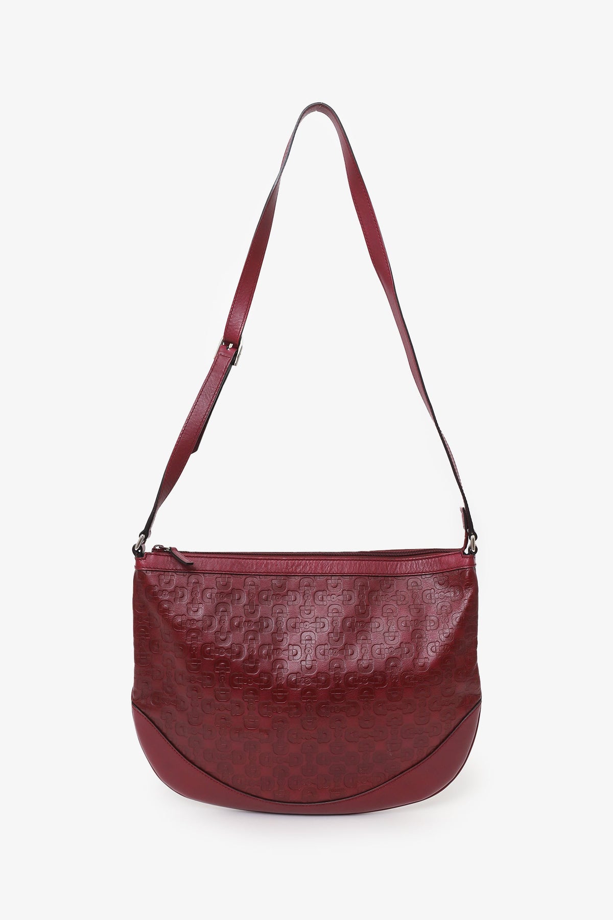 Gucci Burgundy Calfskin Horsebit Embossed Crossbody