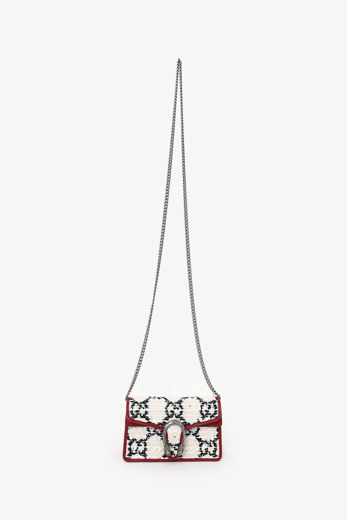 Gucci Cream/Black Tweed GG Monogram Mini Dionysus Crossbody Bag