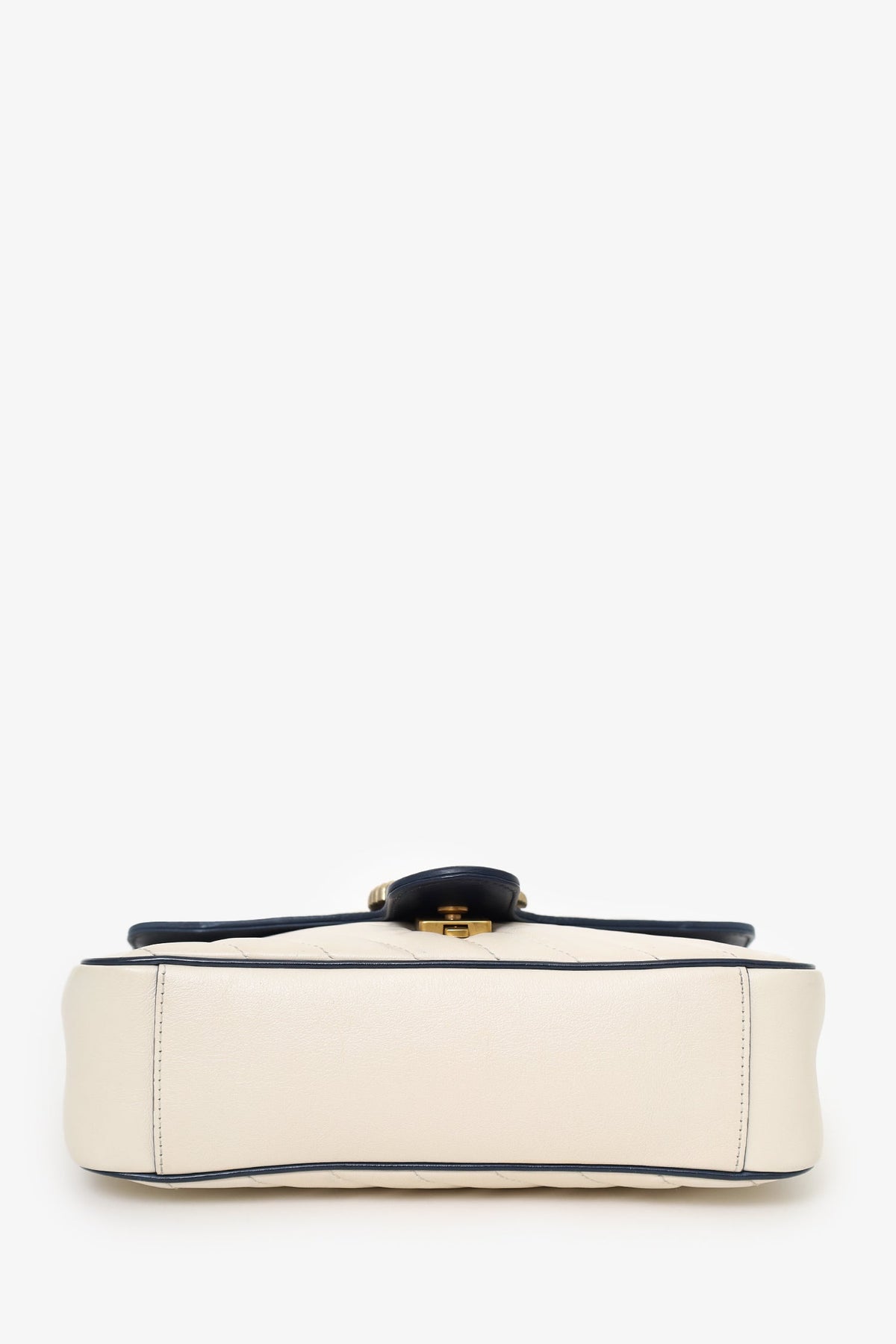 Gucci Cream/Navy Leather Small Marmont Shoulder Bag