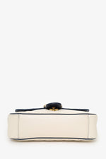 Gucci Cream/Navy Leather Small Marmont Shoulder Bag