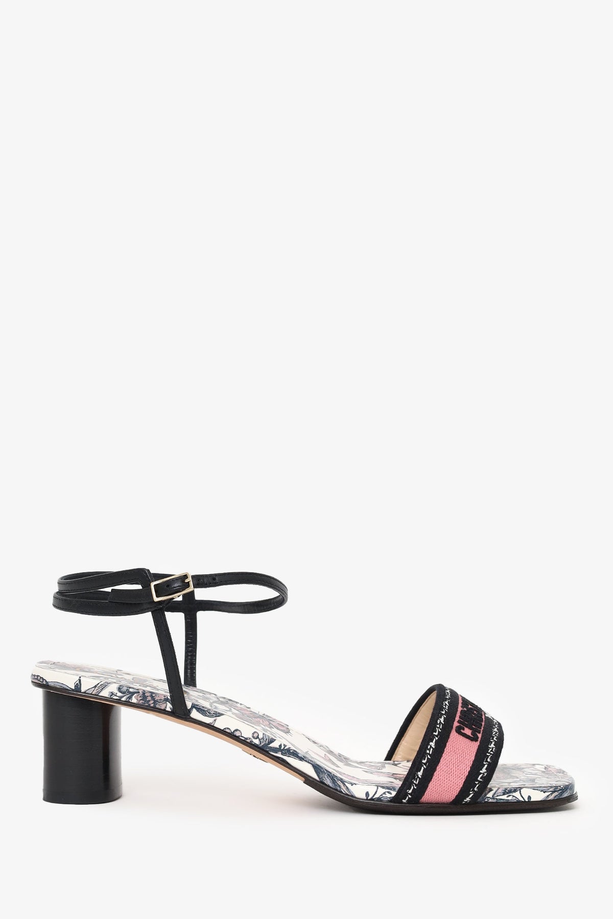 Christian Dior Embroidered Dway Ankle Strap Heeled Sandal Size 39.5