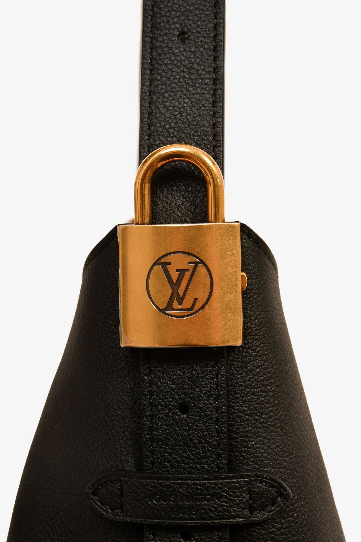 Louis Vuitton Black Leather 'Low Key Hobo PM' Crossbody Bag with Monogram Pouch