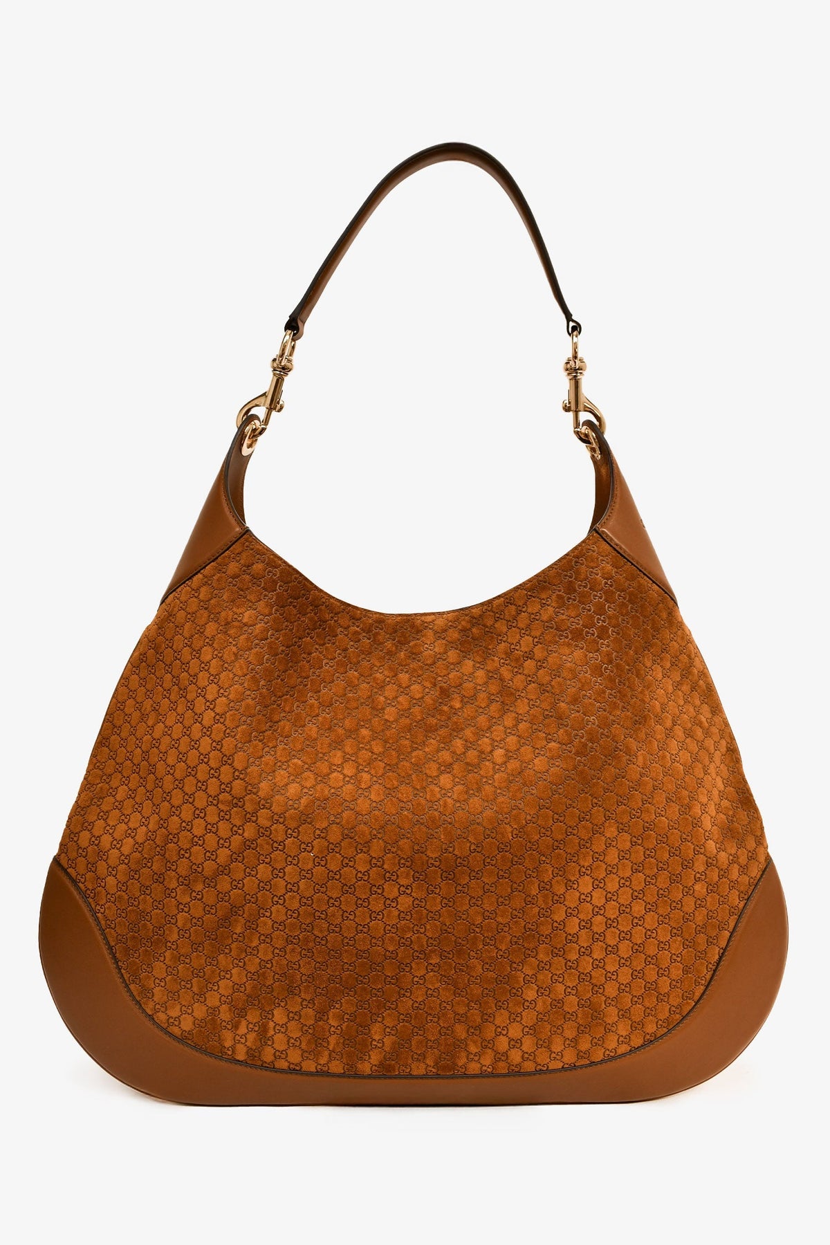 Gucci Brown GG Suede Large 'Gucci B' Shoulder Bag