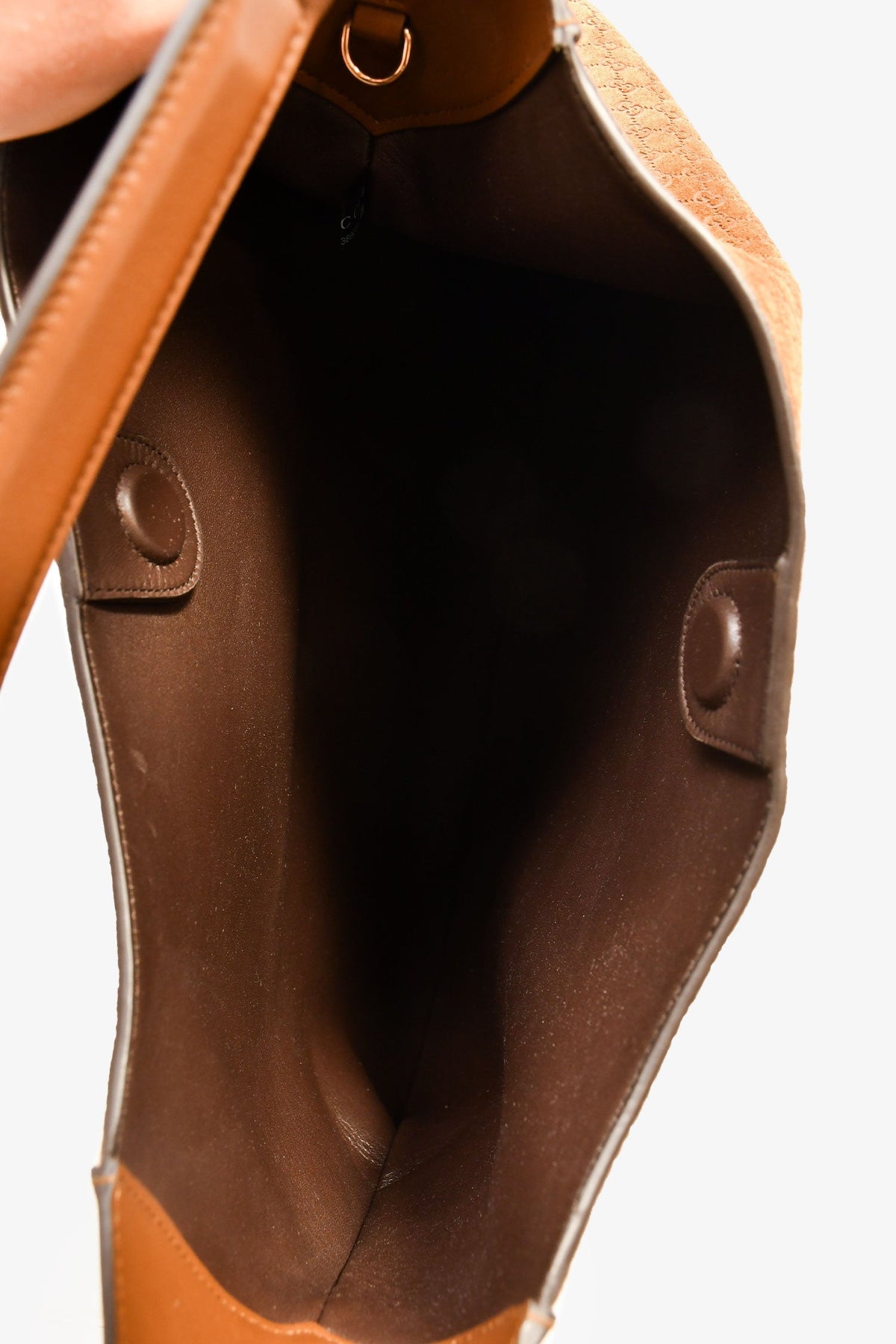 Gucci Brown GG Suede Large 'Gucci B' Shoulder Bag