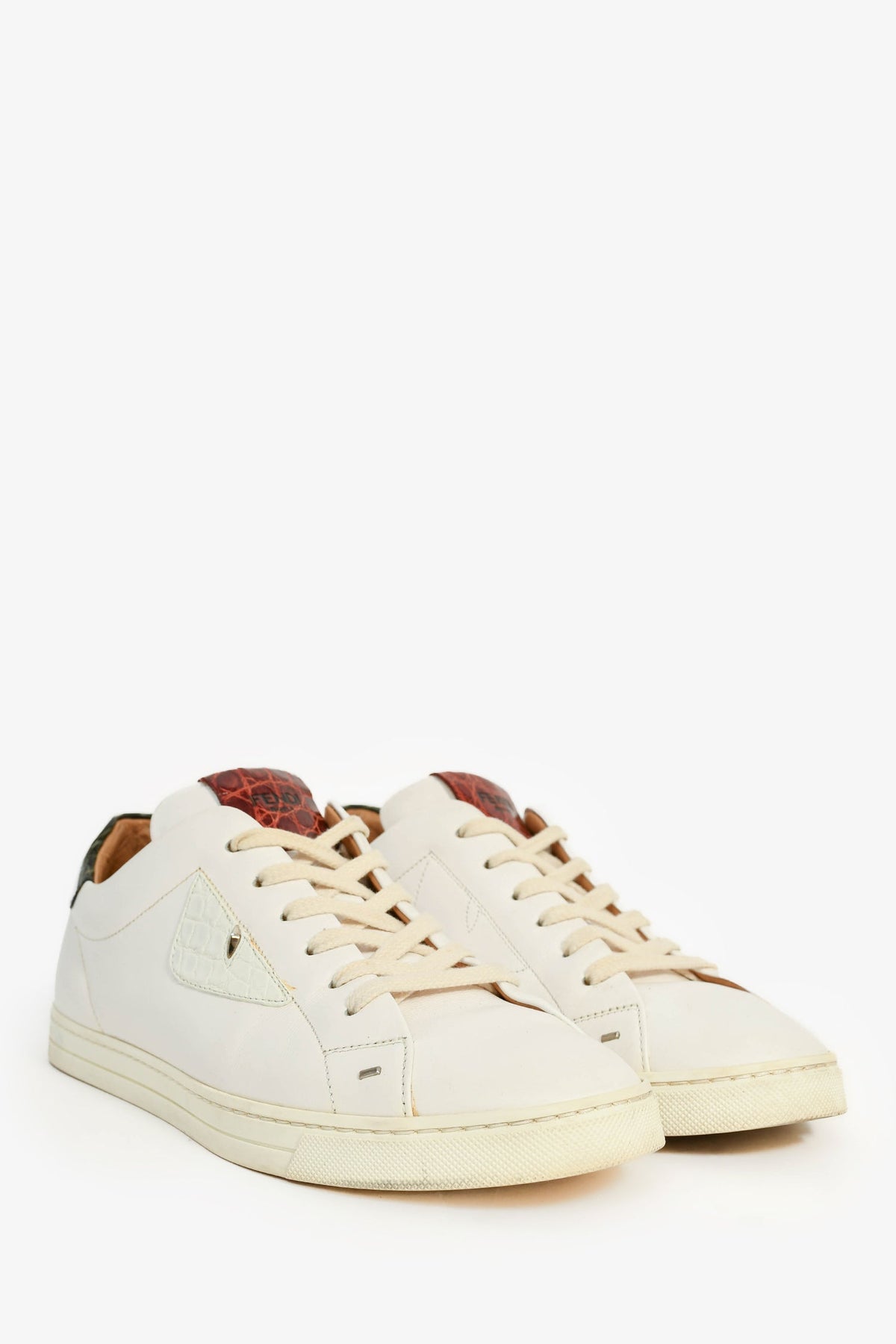 Fendi White Leather Lowtop Sneakers Size 6 Mens