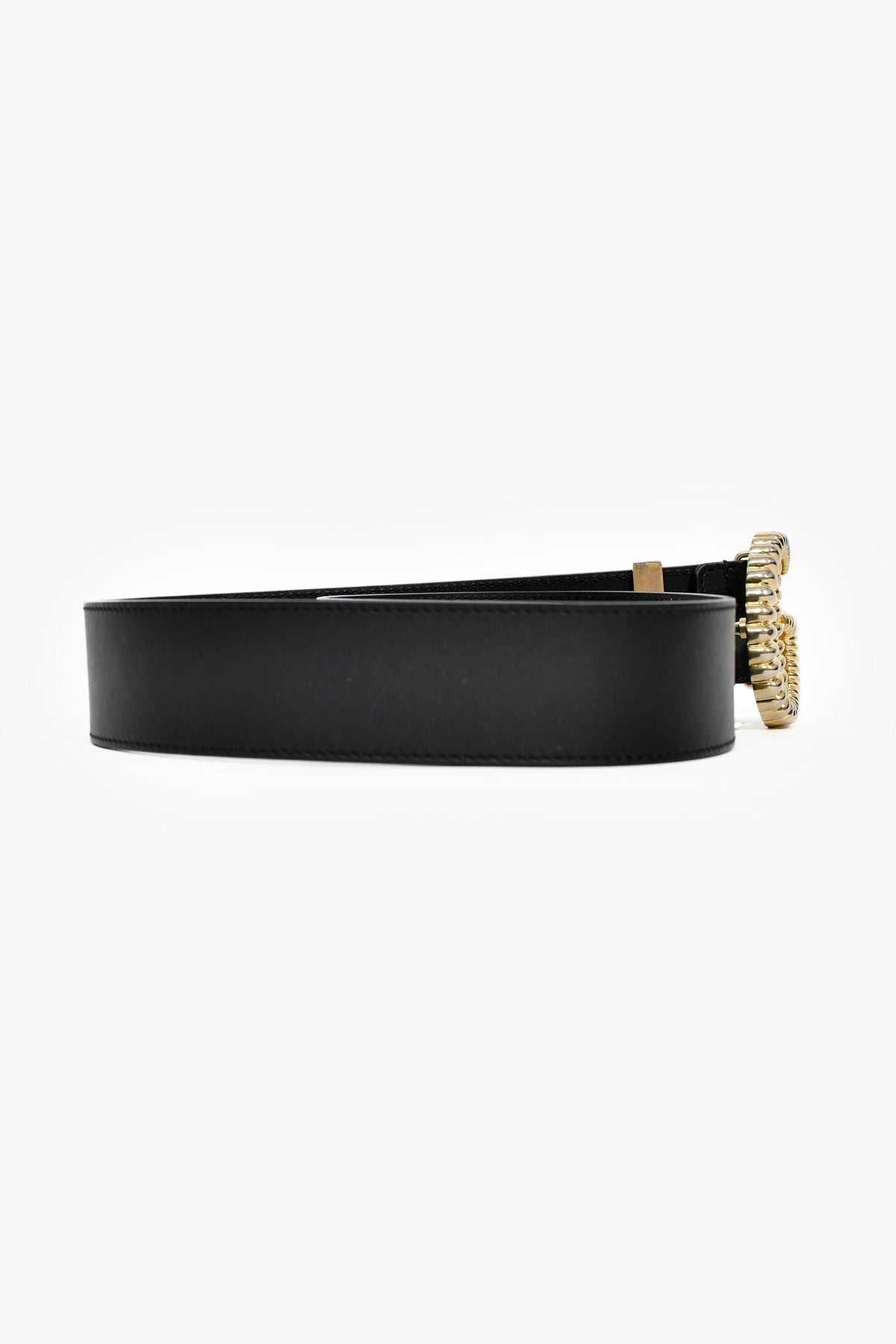 Gucci Black Leather 1.5" Textured GG Belt Size 75