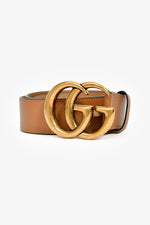 Gucci Brown Leather 1.5" GG Marmont Belt Size 80