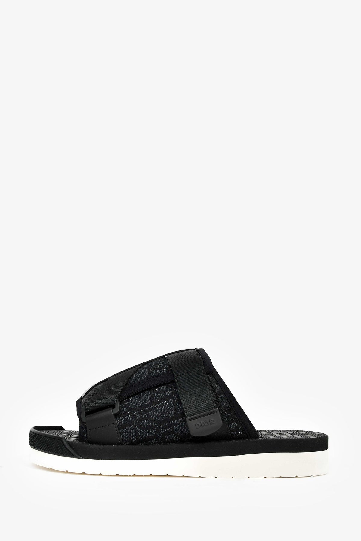 Christian Dior Black Oblique Jacquard 'Alpha' Sandals Size 38