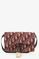 Christian Dior 2019 Burgundy Oblique Jacquard Saddle Belt Pouch