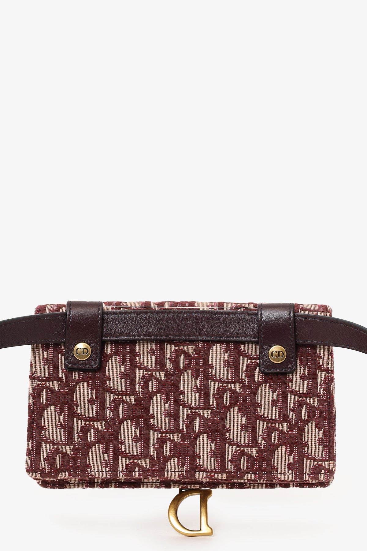 Christian Dior 2019 Burgundy Oblique Jacquard Saddle Belt Pouch