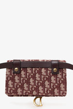 Christian Dior 2019 Burgundy Oblique Jacquard Saddle Belt Pouch