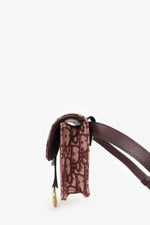 Christian Dior 2019 Burgundy Oblique Jacquard Saddle Belt Pouch