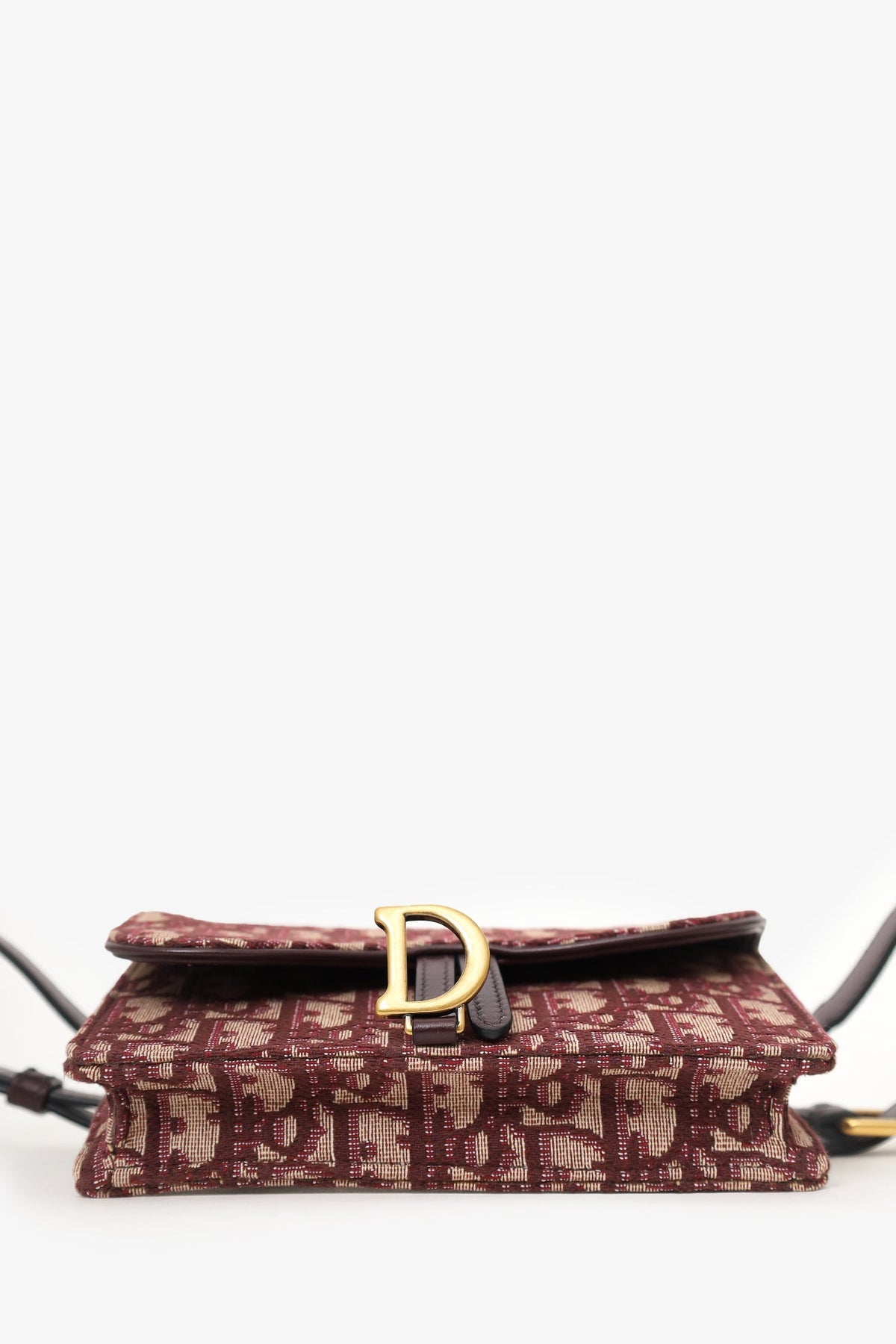 Christian Dior 2019 Burgundy Oblique Jacquard Saddle Belt Pouch