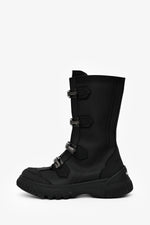 Christian Dior Black Rubber Buckle Zip-Up Boots Size 36