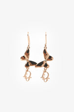 Christian Dior Gold Tone Metal Butterfly Logo Ear Pendants