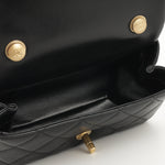 Chanel Mini Rectangular with Pearl Top Handle - Black Lambskin | Aged Gold Hardware