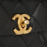 Chanel Mini Rectangular with Pearl Top Handle - Black Lambskin | Aged Gold Hardware