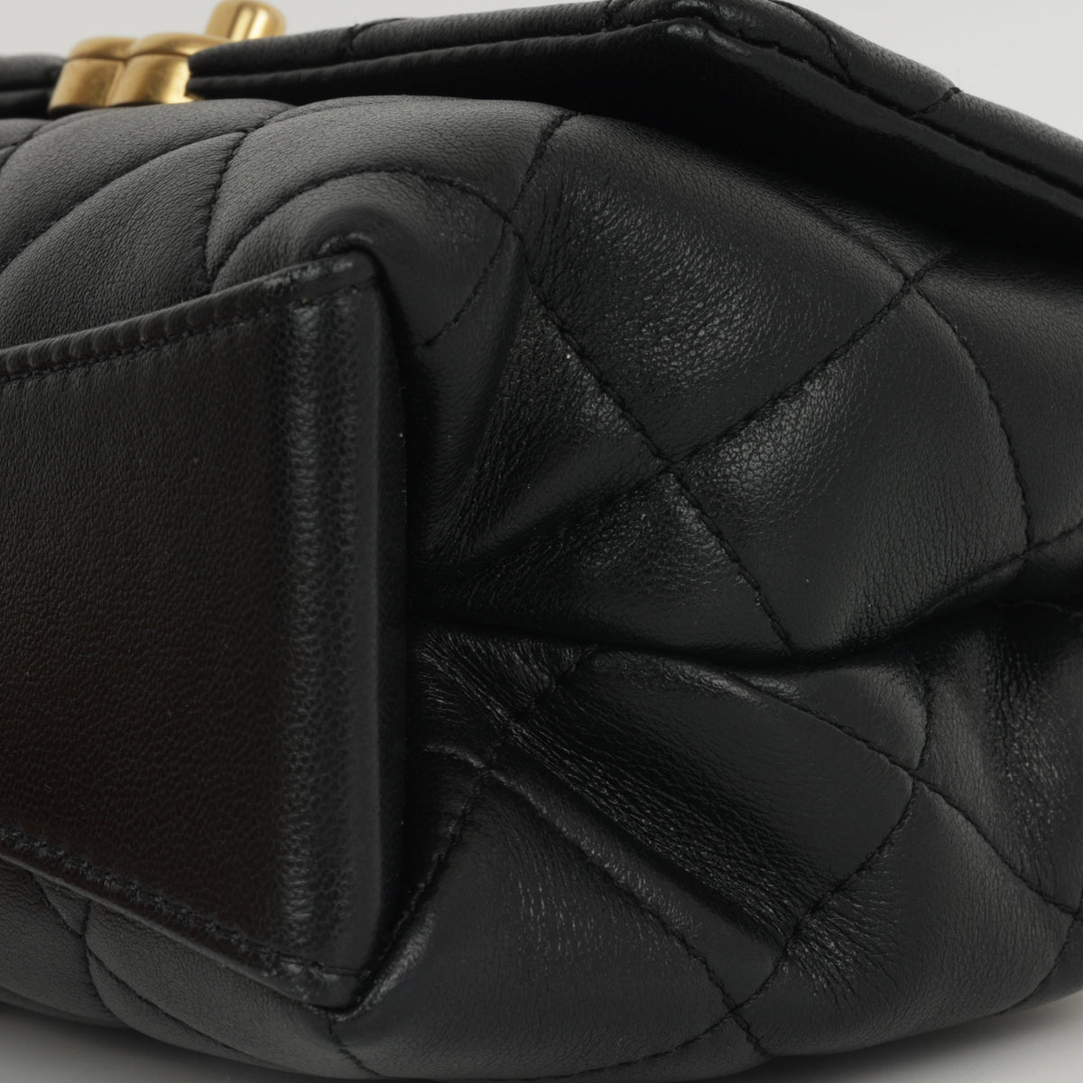 Chanel Mini Rectangular with Pearl Top Handle - Black Lambskin | Aged Gold Hardware