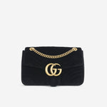 Gucci Gucci - GG Marmont Shoulder Bag - Black Velvet GHW - Pre-Loved