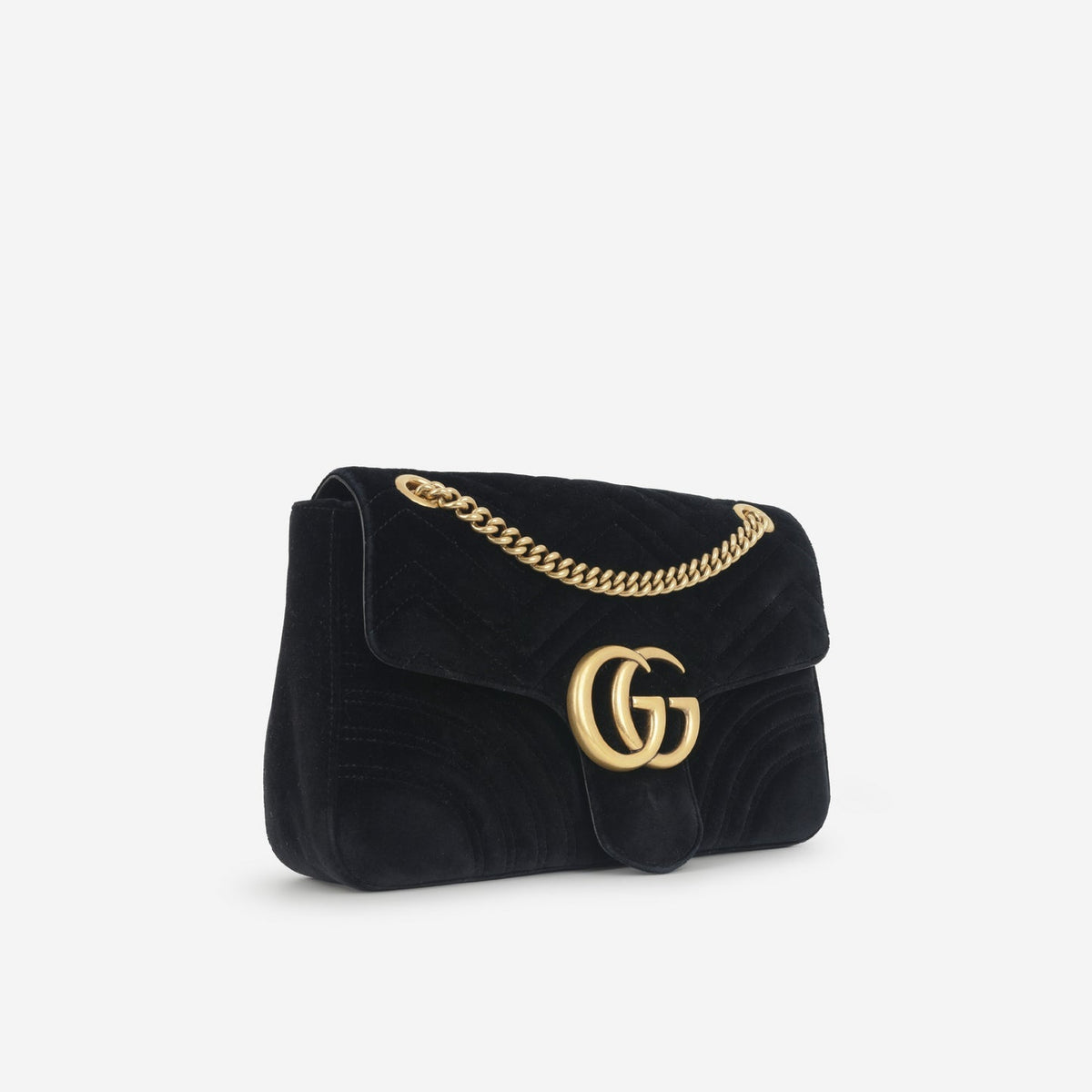 Gucci Gucci - GG Marmont Shoulder Bag - Black Velvet GHW - Pre-Loved