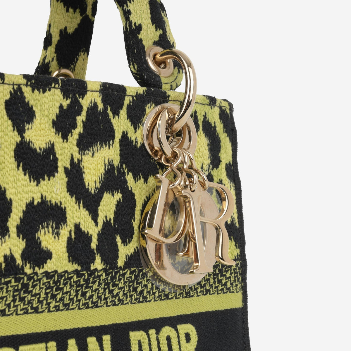Dior - Lady D-Lite - Medium - Lime / Black Leopard CGHW - 2021 - Pre-Loved