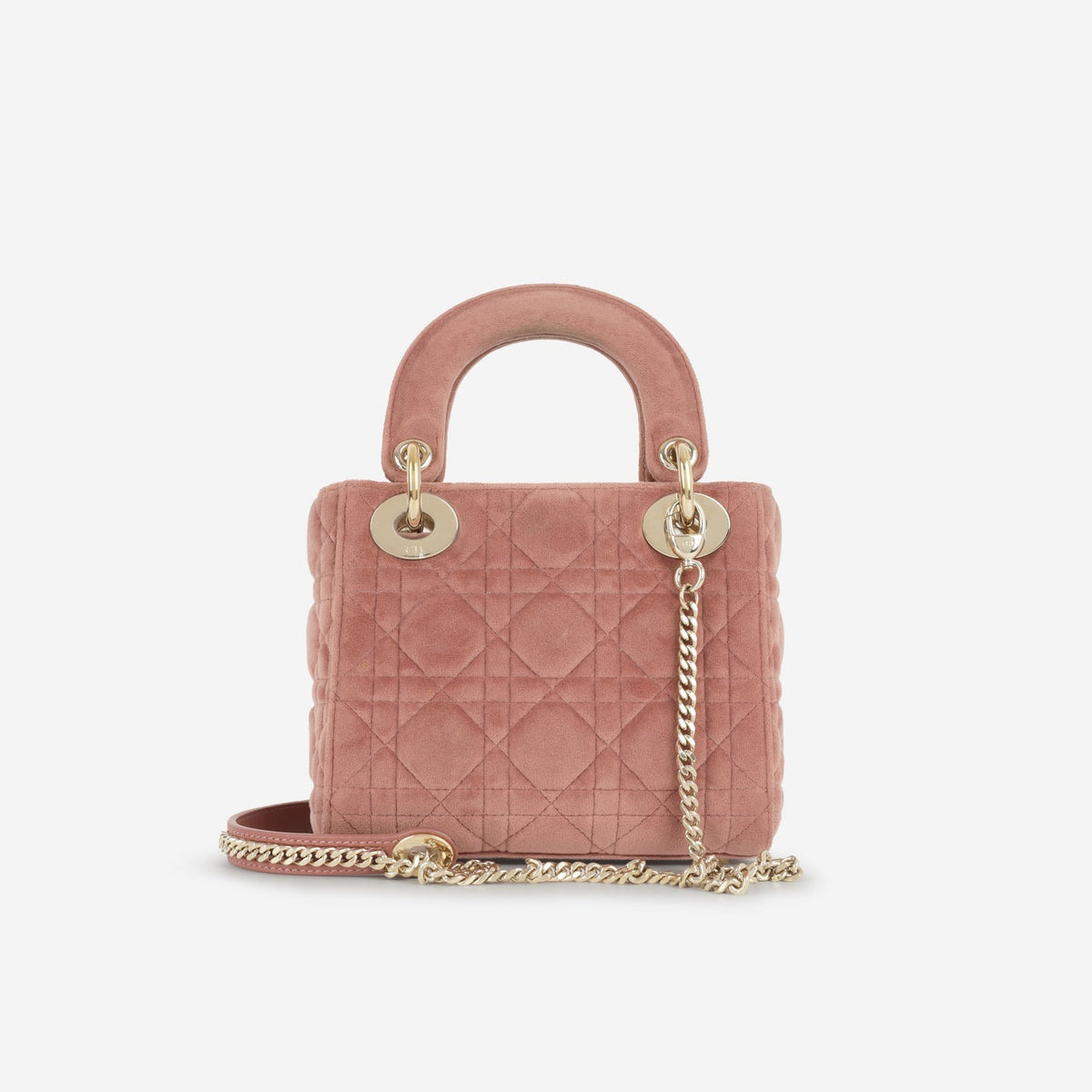 Dior - Mini Lady Dior - Rose Pink Velvet CGHW - 2019 - Pre-Loved