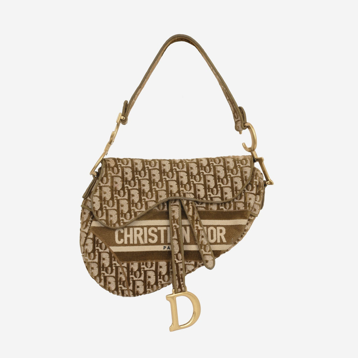 Dior Dior - Medium Saddle Bag - Olive Oblique Canvas GHW - Pre-Loved - 2020