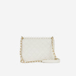 Chanel Medium Vertical Pearl Flap - White Calfskin | Antique Gold Hardware