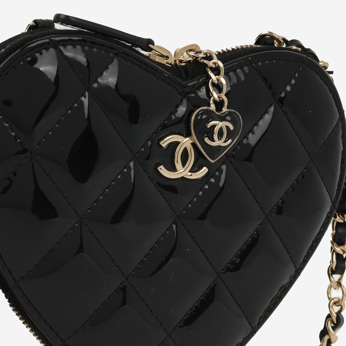 Chanel Double Heart Crossbody - Black/White