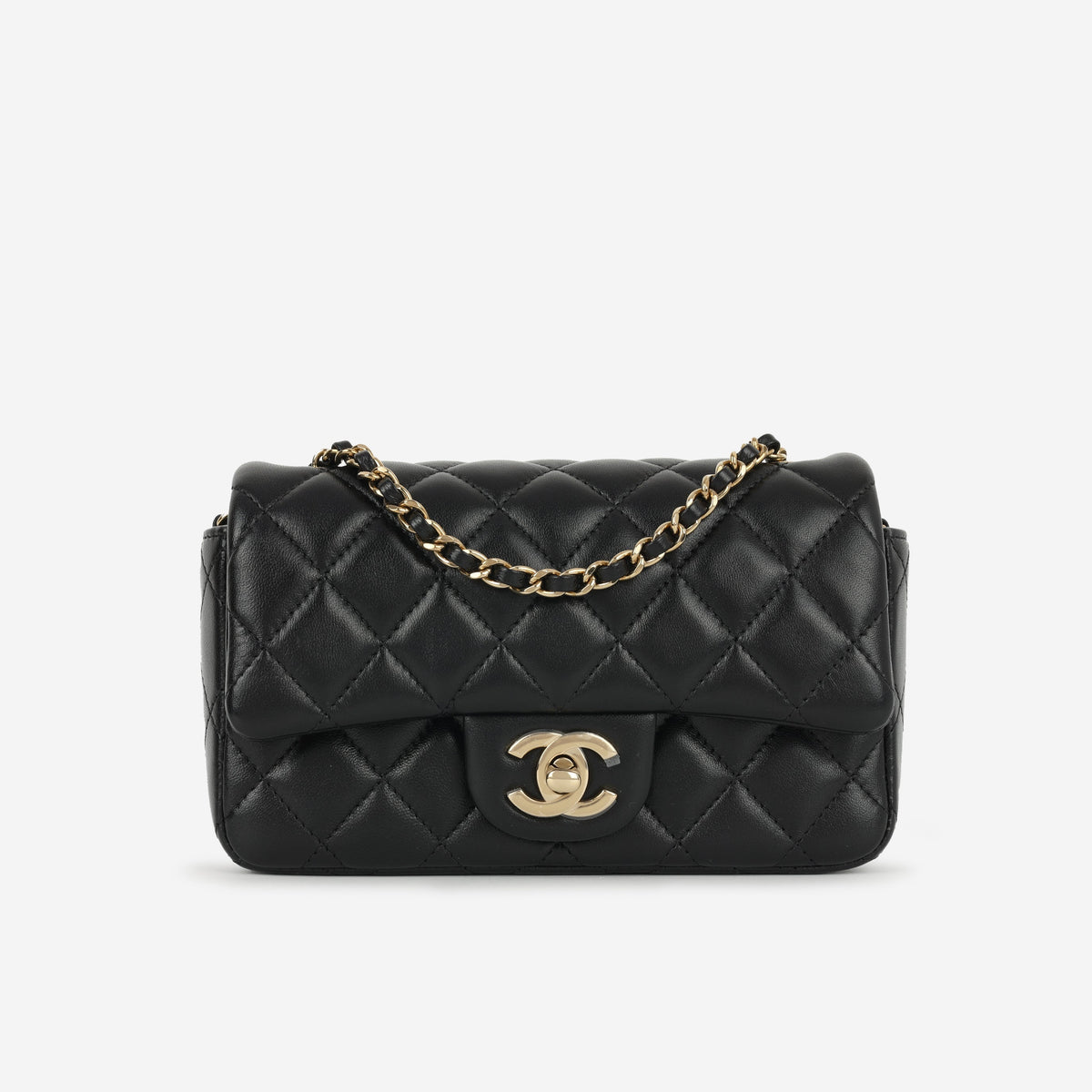 Chanel Slim Mini Rectangular - Black Lambskin | Champagne Gold Hardware