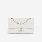 Chanel Medium Classic Flap - White Caviar | Champagne gold hardware