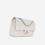Chanel Medium Classic Flap - White Caviar | Champagne gold hardware