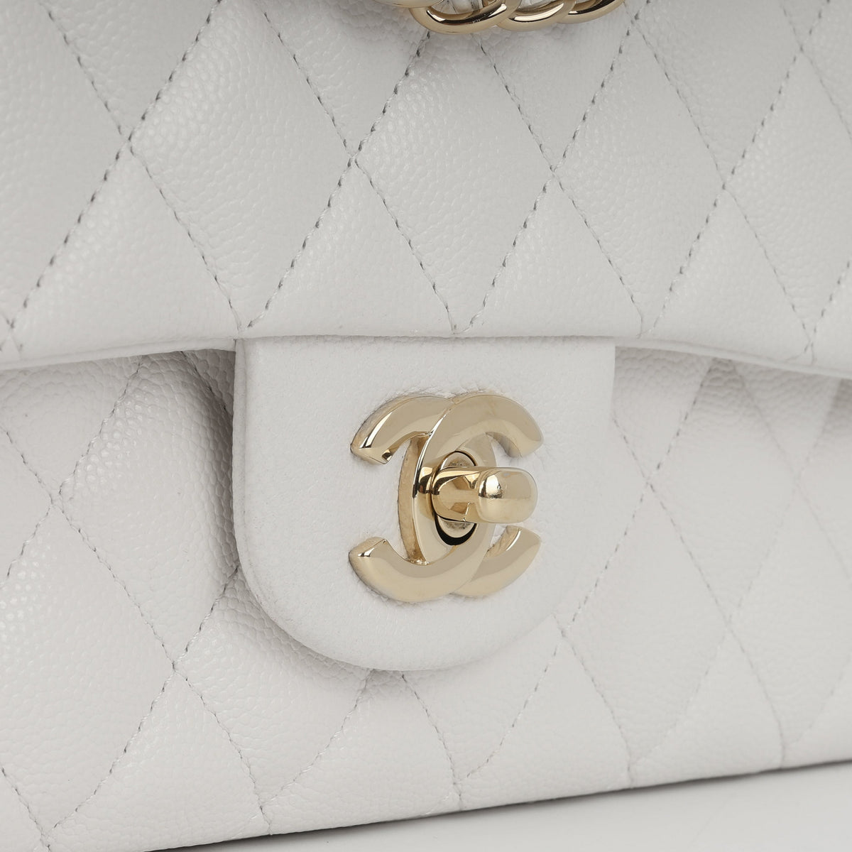 Chanel Medium Classic Flap - White Caviar | Champagne gold hardware