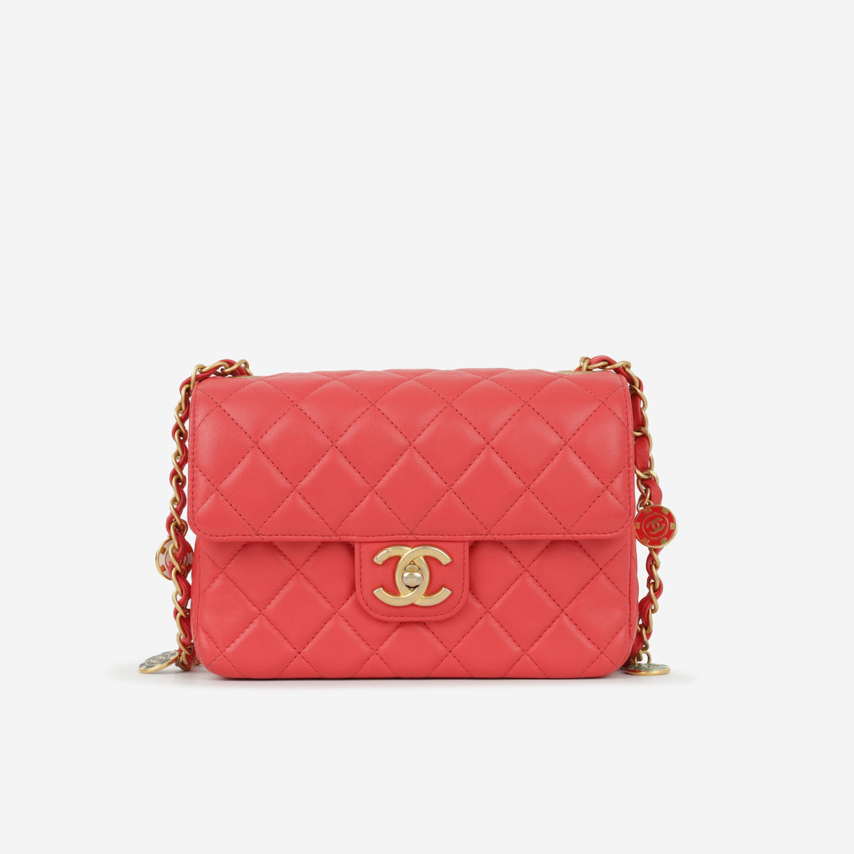 Chanel Seasonal CC Pins Flap - Red Lambskin | Gold Hardware