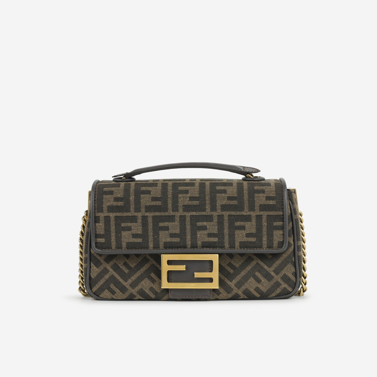 Fendi Midi Chain Baguette - FF Jacquard Monogram | Gold Hardware