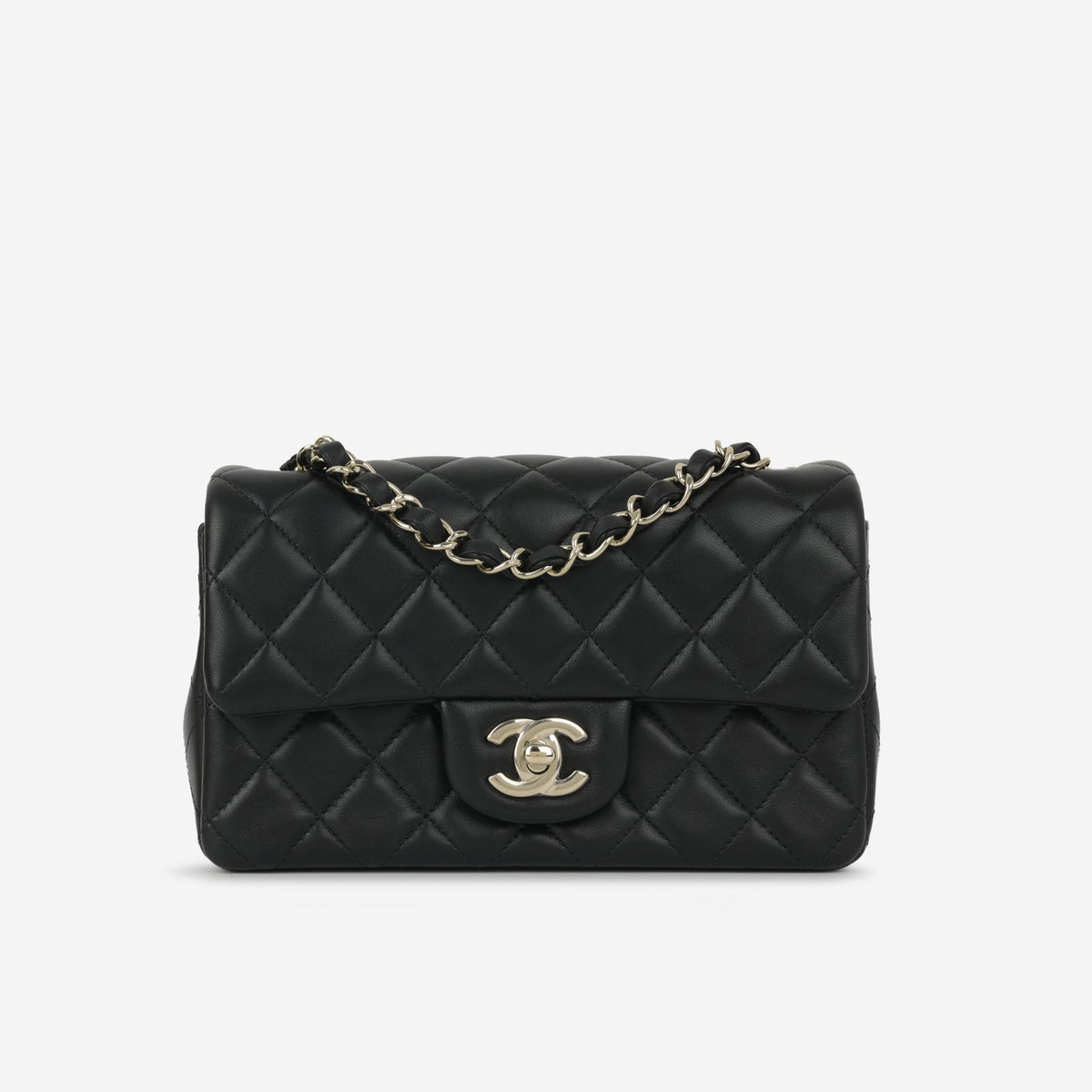 Chanel Mini Rectangular - Black Lambskin | Champagne Gold Hardware (NWT)