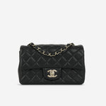 Chanel Mini Rectangular - Black Lambskin | Champagne Gold Hardware (NWT)