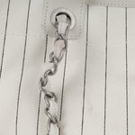 Chanel Large Deauville - White Canvas / Black Stripes | Silver Hardware