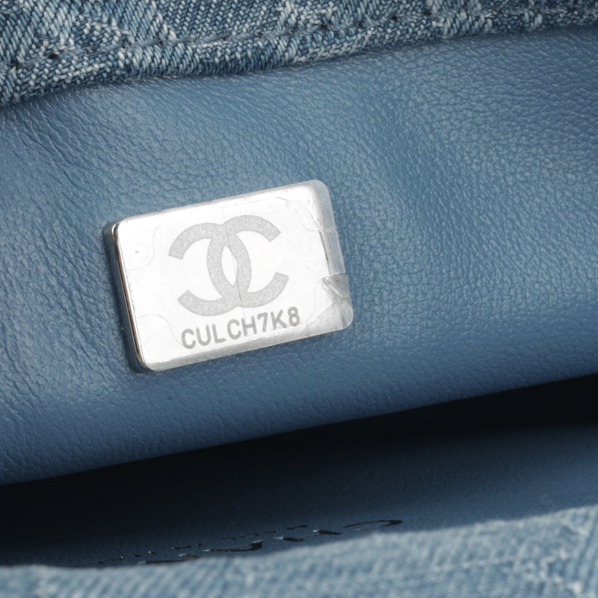 Chanel Mini Camellia Heart Crush - Blue Embroidered Denim | Silver Hardware