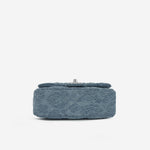 Chanel Mini Camellia Heart Crush - Blue Embroidered Denim | Silver Hardware