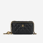 Chanel Small Vanity on Chain Pearl Crush - Black Lambskin | Antique Gold Hardware