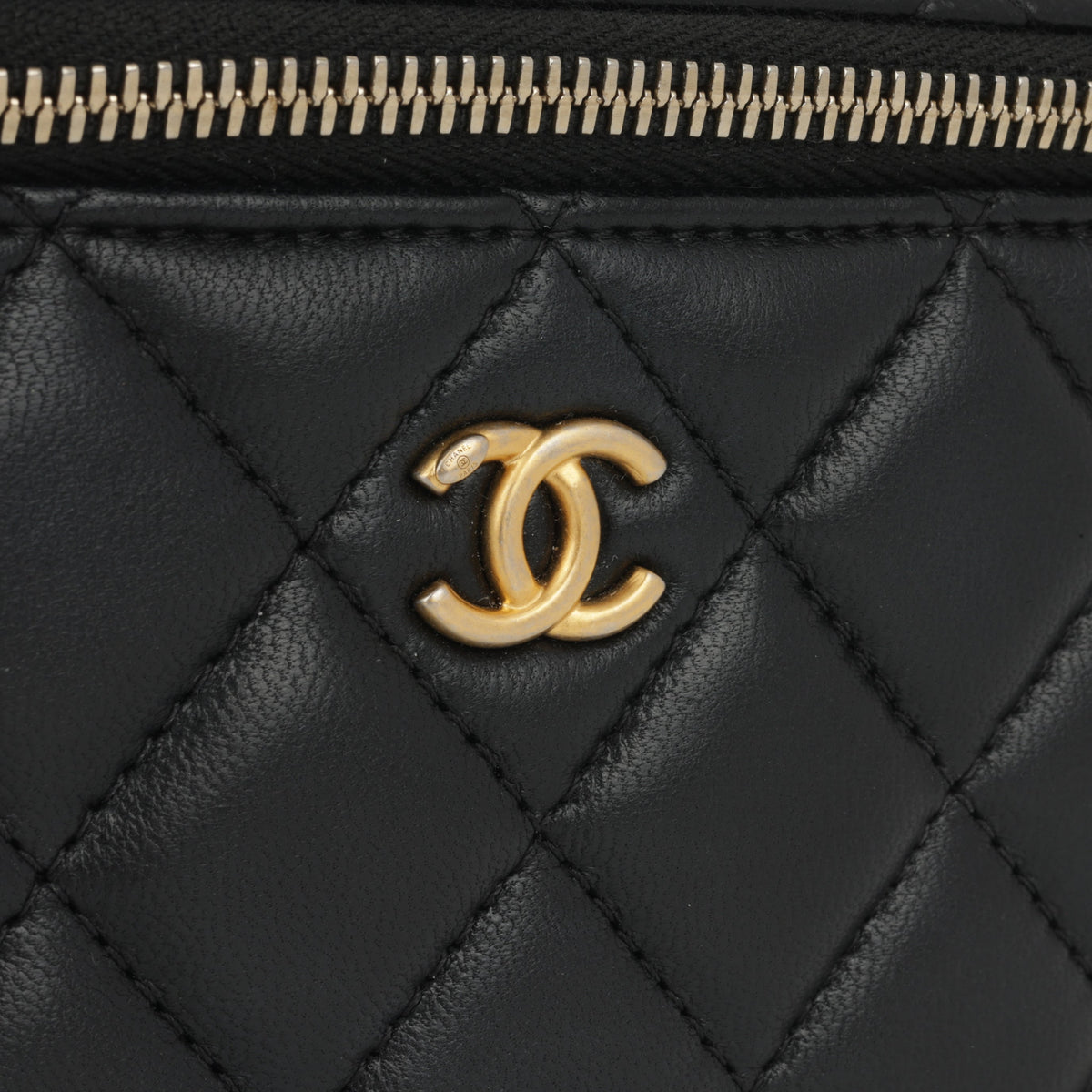 Chanel Small Vanity on Chain Pearl Crush - Black Lambskin | Antique Gold Hardware