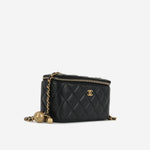 Chanel Small Vanity on Chain Pearl Crush - Black Lambskin | Antique Gold Hardware